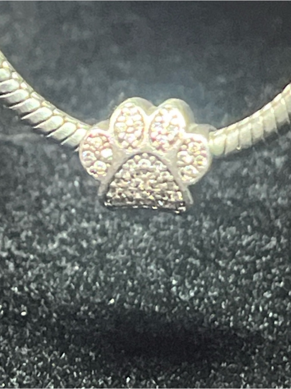 Pandora Sterling Silver Pave Paw Print Charm